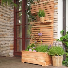 Primrose Wooden Trough Planter With Close Style Privacy Trellis N/A