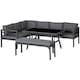image 1 of Outsunny 4 Piece L shaped Garden Furniture Set 8 Seater Aluminium Outdoor Dining Set Conversation Sofa Set w Bench, Dining Table & Cushions, Grey