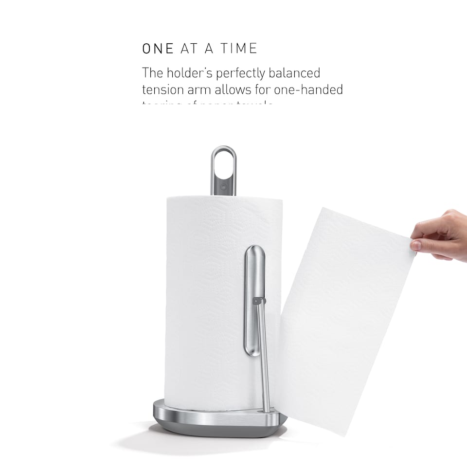 image 1 of Simplehuman Kitchen Roll Holder with built in Spray Bottle Pump, Brushed Stainless Steel | Silver | Brushed Stainless Steel | 1