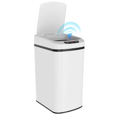 HOMCOM 12L Sensor Bin, Automatic Touchless Motion Sensor Kitchen Bin, Compact Rubbish bin with Fingerprint Resistant Stainless Steel for Hygienic Gyms, Home Office Use, White | White