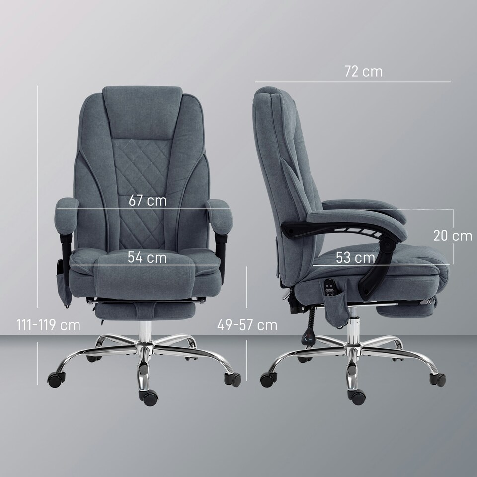 image 1 of Vinsetto Massage Office Chair, Heated Reclining Desk Chair, Dark Grey