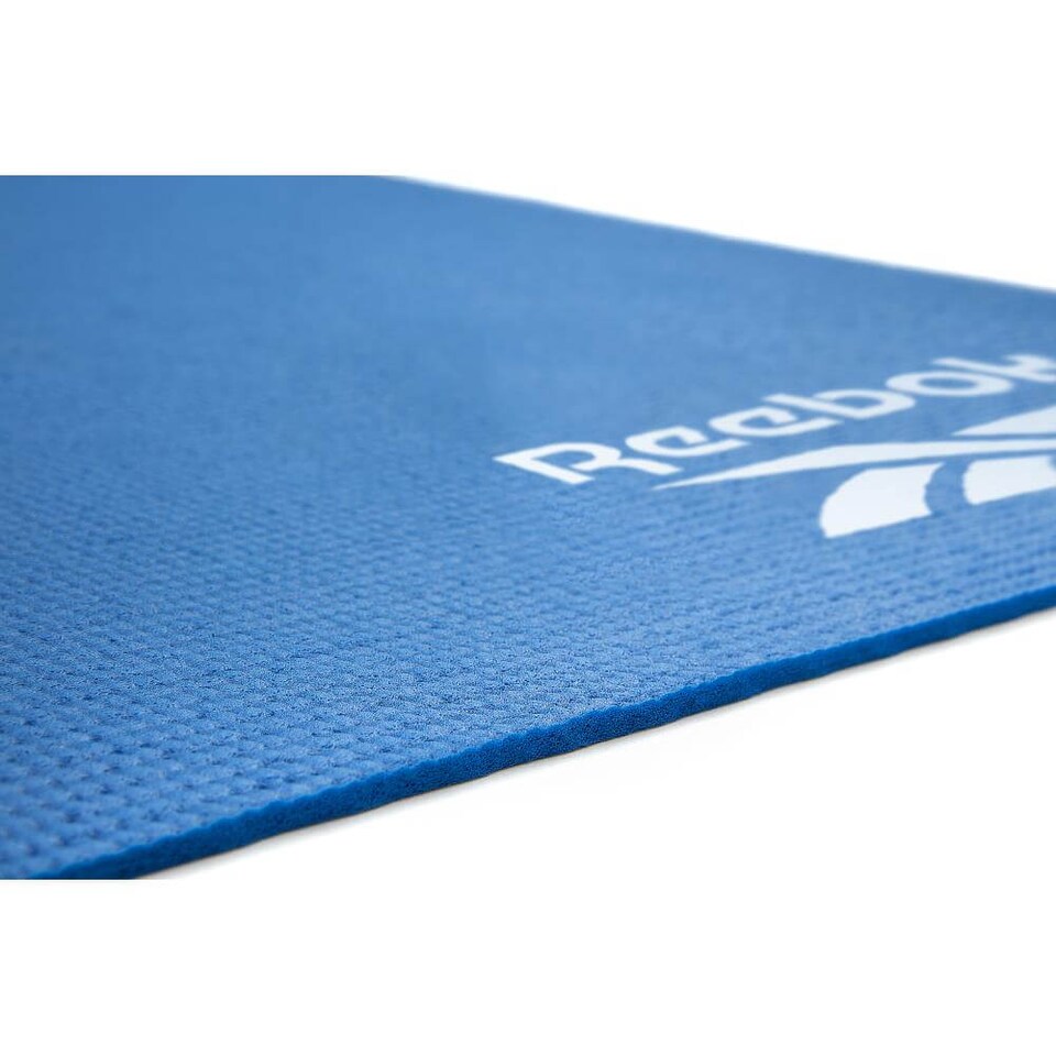 image 1 of Reebok 4mm Yoga Mat, Lightweight Non-Slip Mat for Yoga, Pilates and Stretching with Carry String. | Black | Black | 173cm (L) x 61cm (W) x 0.4cm (H)