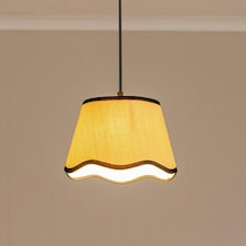 ValueLights Dutton Natural Fabric Black Trim Scallop Edge Ceiling Floor Table Small Lamp Shade