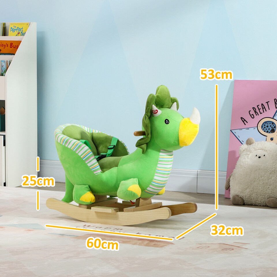 image 1 of AIYAPLAY Rocking Dinosaur, with Animal Sounds, Green
