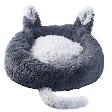 Living and Home Round Plush Pet Calming Bed with Cute Ears -Dark Grey（50cm x 20cm）
