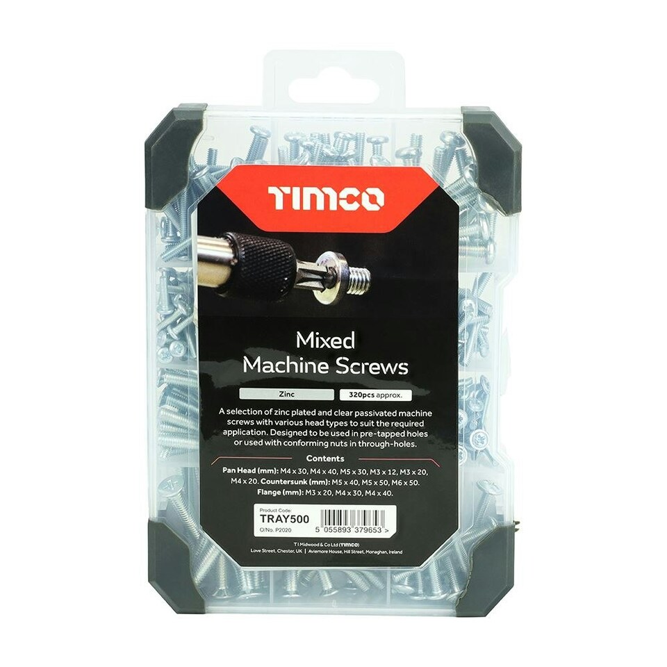 Timco - Mixed Tray - Machine Screws - Zinc (Size 320pcs - 320 Pieces)