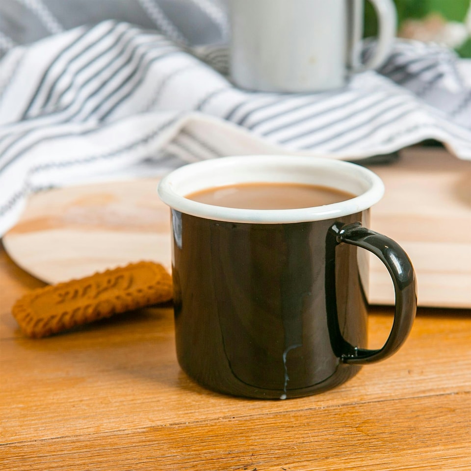 image 1 of Argon Tableware Coloured Enamel Mugs - 375ml - Black - Pack of 6 Black