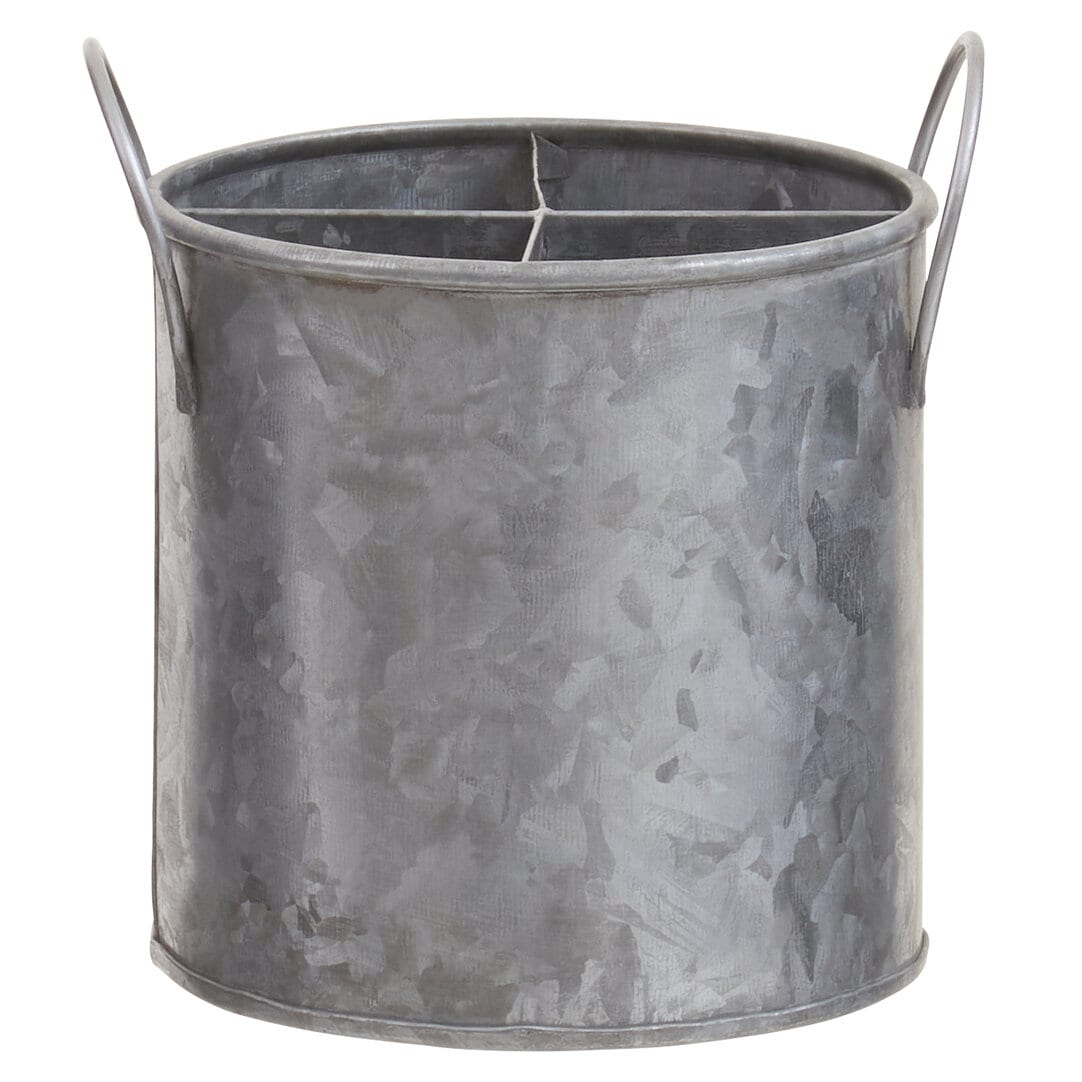 Orsina Utensil Holder, Rustic Metal Storage Pot For Kitchen Tools & Gadgets, Durable Vintage-Inspired Design in Silver