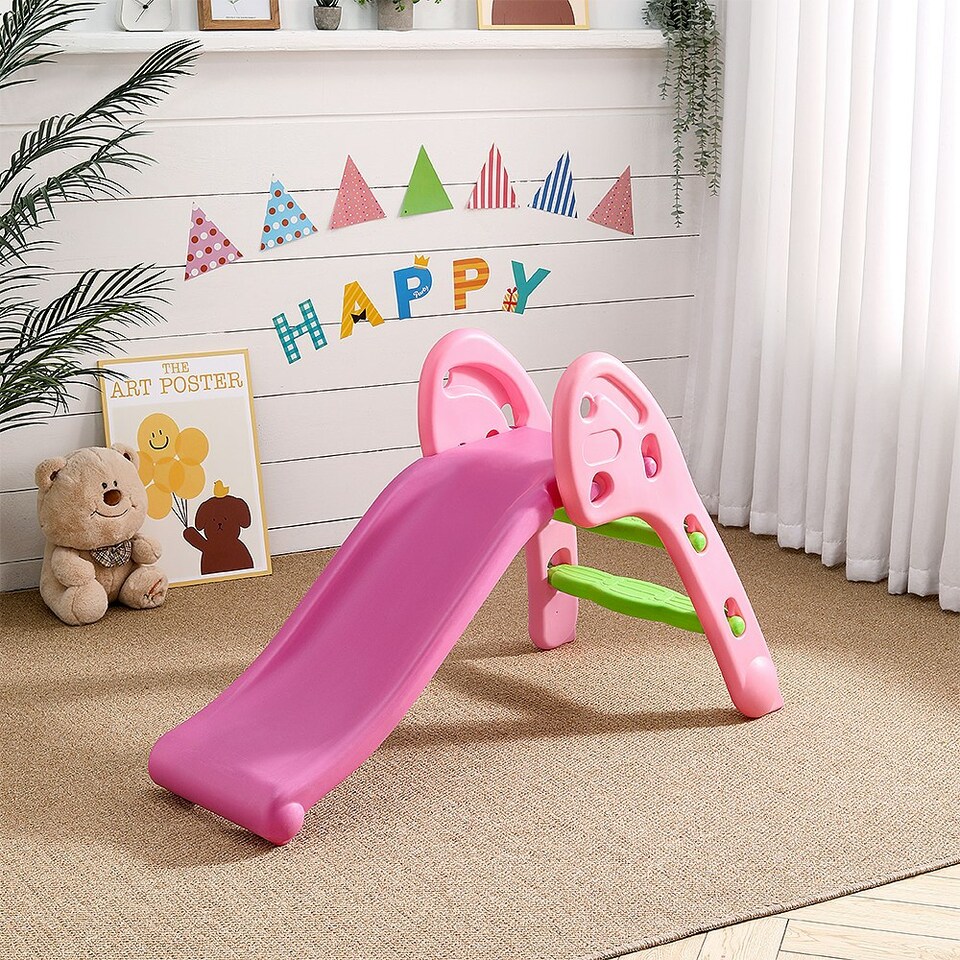 image 1 of Living and Home Portable Pink Folding Junior Play Slide for Kids