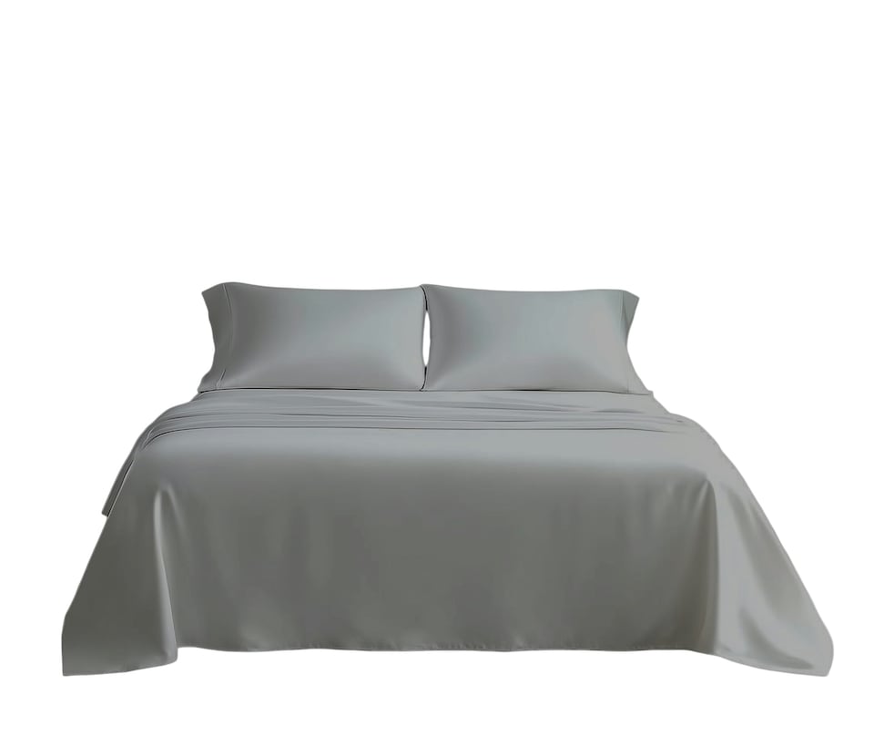 image 1 of Microfibre Soft Touch Flat Sheet Plain Dyed Bed Linen Silver | Silver | Double