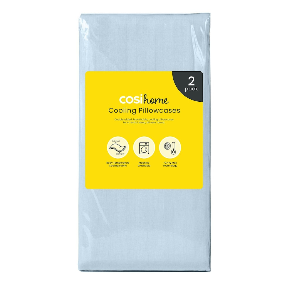 image 1 of 80 x 50 cm Blue Cooling Pillow Case - 2 Pack