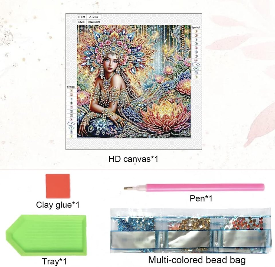 image 1 of Thai Lady with Lotus Flower Diamond Painting Kit
