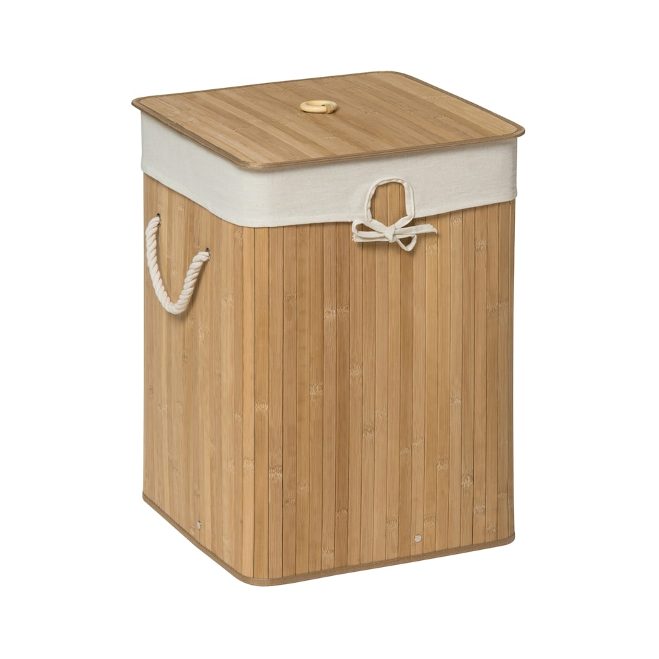 image 1 of Kankyo Natural Square Laundry Hamper Brown