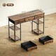 image 7 of HOMCOM Computer Writing Desk with Power Outlets, Drawers, Shelves, Brown Brown | Rustic Brown