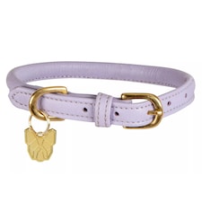 Digby & Fox Rolled Leather Buckle Dog Collar - Lilac - M - Neckline: 41cm-46cm