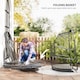image 6 of Outsunny Hanging Egg Chair, Foldable Rattan Garden Swing Chair with Installation Kit, Thickened Cushion and Headrest, Indoor Outdoor Hanging Egg Basket Seat for Patio, Porch, Dark Grey