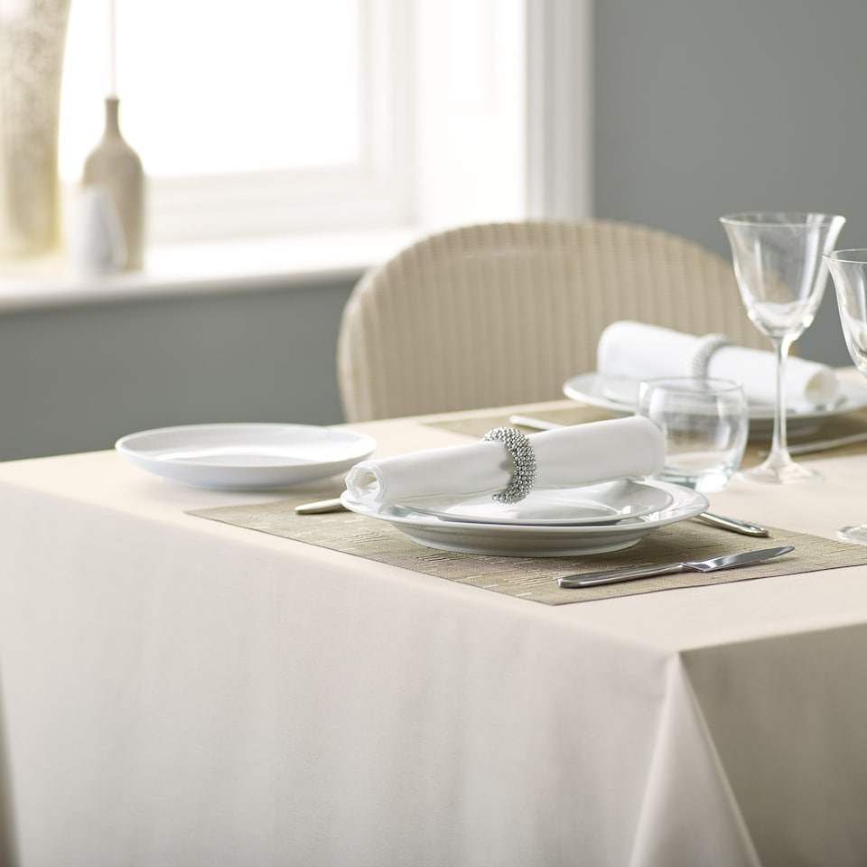 image 1 of Polyester Plain Bistro Tablecloth-Ivory