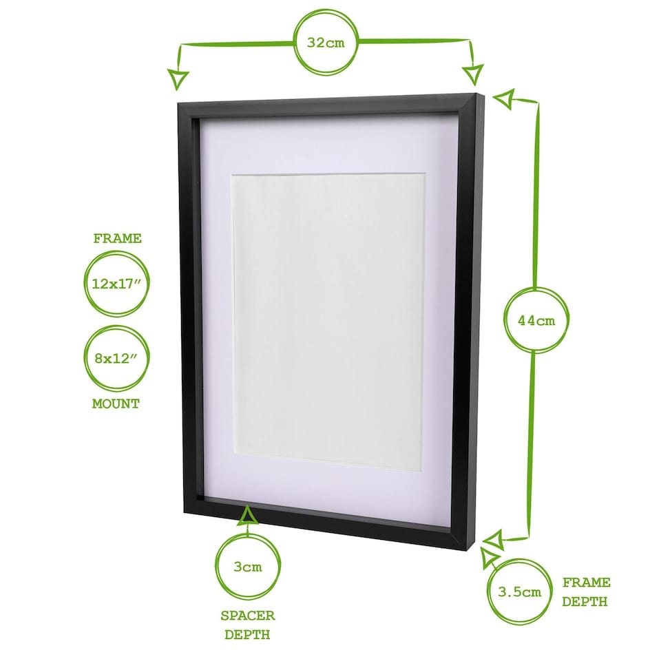 image 1 of Nicola Spring 3D Box Photo Frame with A4 Mount - A3 (12" x 17") - Grey/White