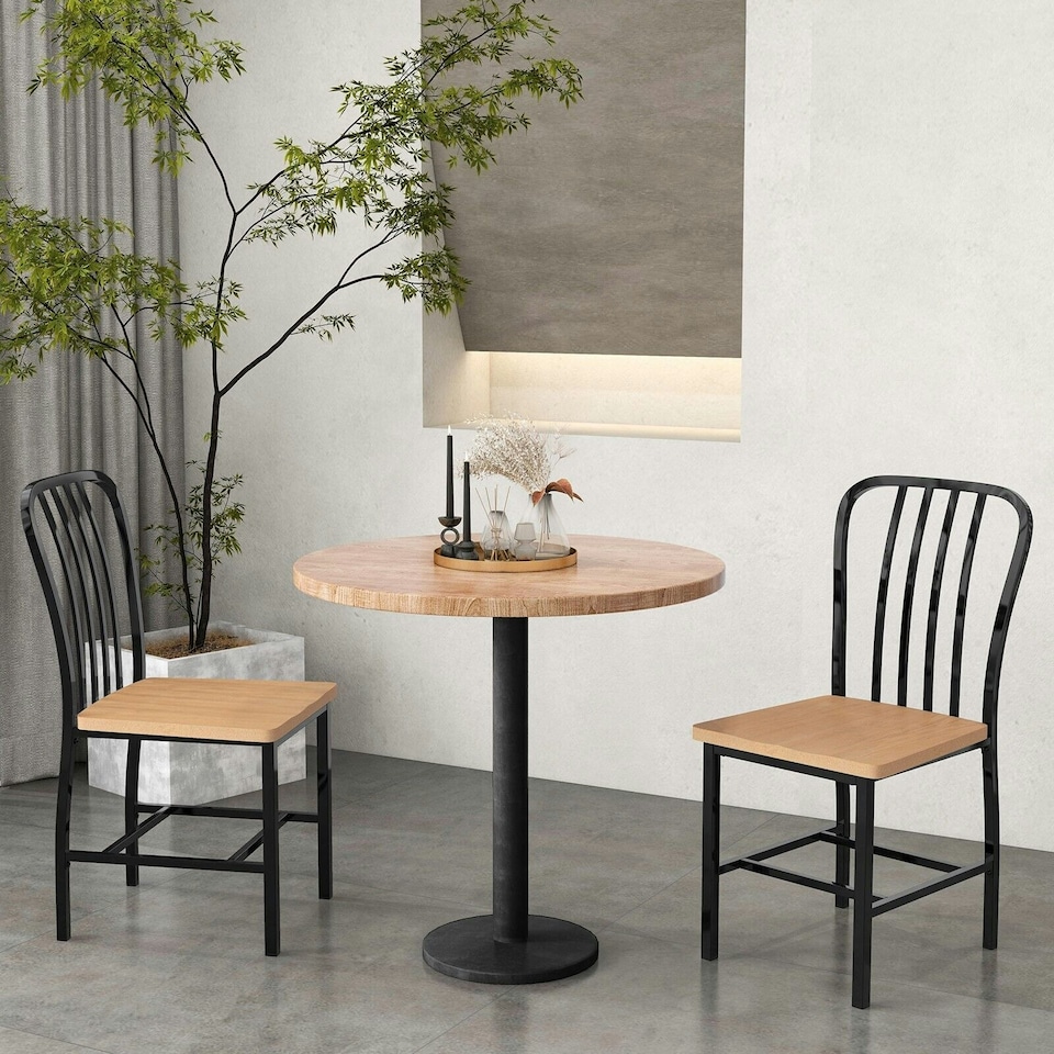 image 1 of COSTWAY Set of 2 Dining Chair Armless Spindle Kitchen Chairs Black