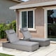 image 1 of Outsunny 3 Pieces Rattan Sun Lounger Set with Aluminium Frame, 5-Position Adjustable Reclining Garden Chairs and Glass Top Table, Wicker Garden Furniture Daybed with Cushions for Patio, Grey