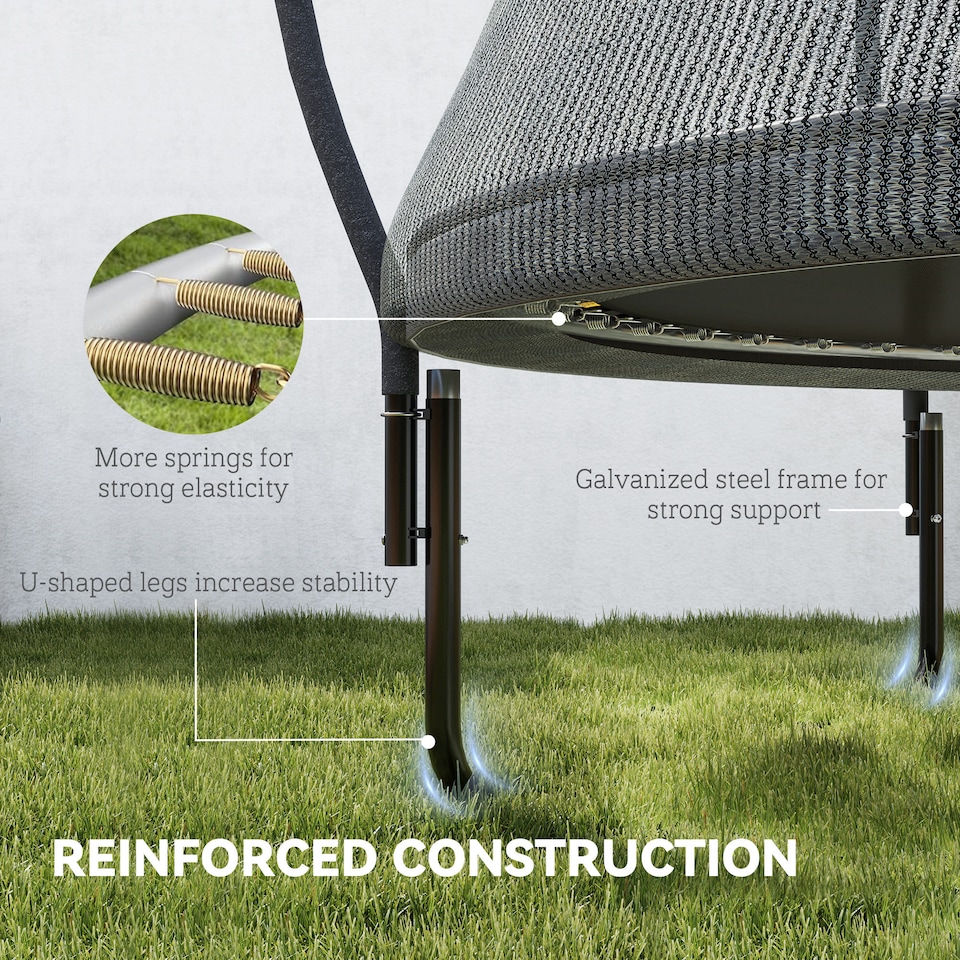 image 1 of SPORTNOW 10ft Trampoline with Enclosure Net and Spring Cover, Black