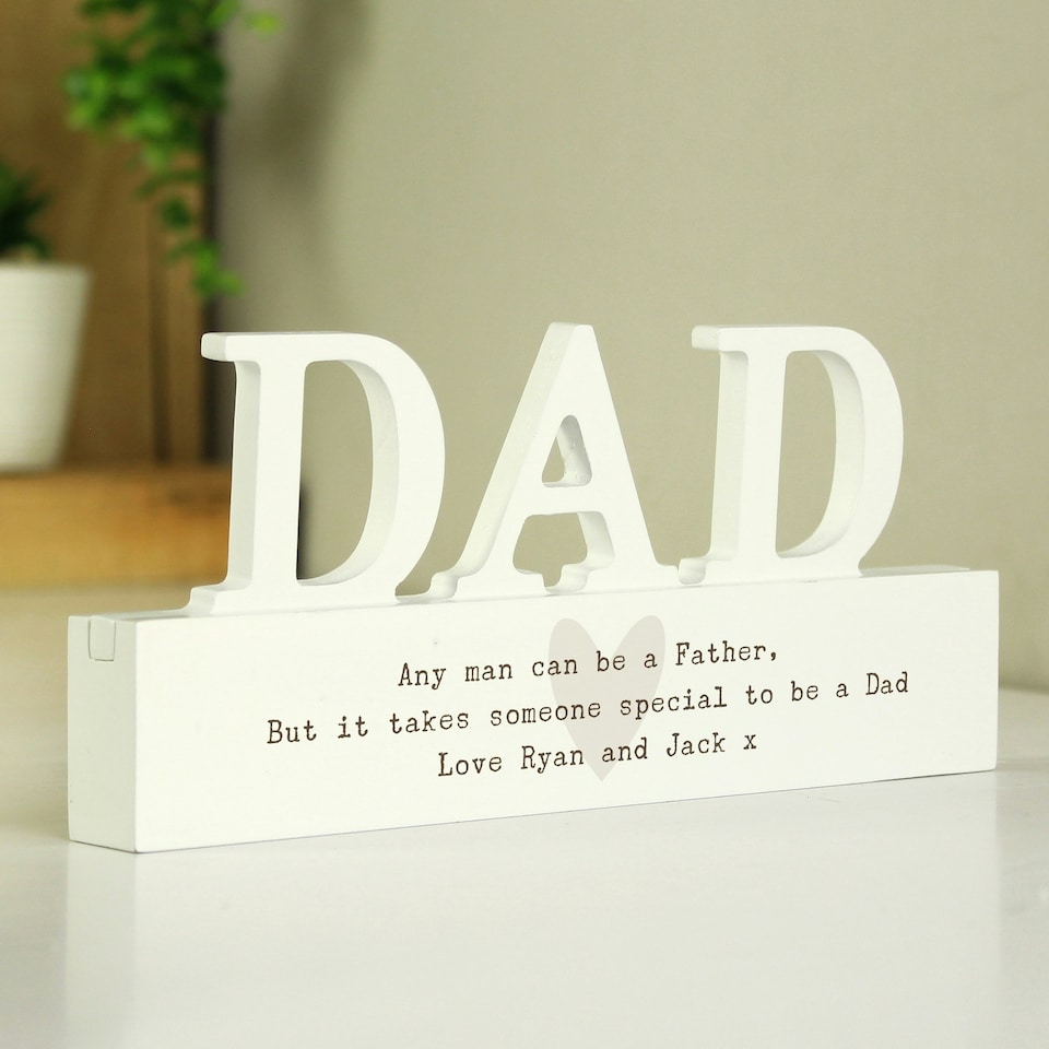image 1 of Personalised Free Text Heart Wooden Dad Ornament