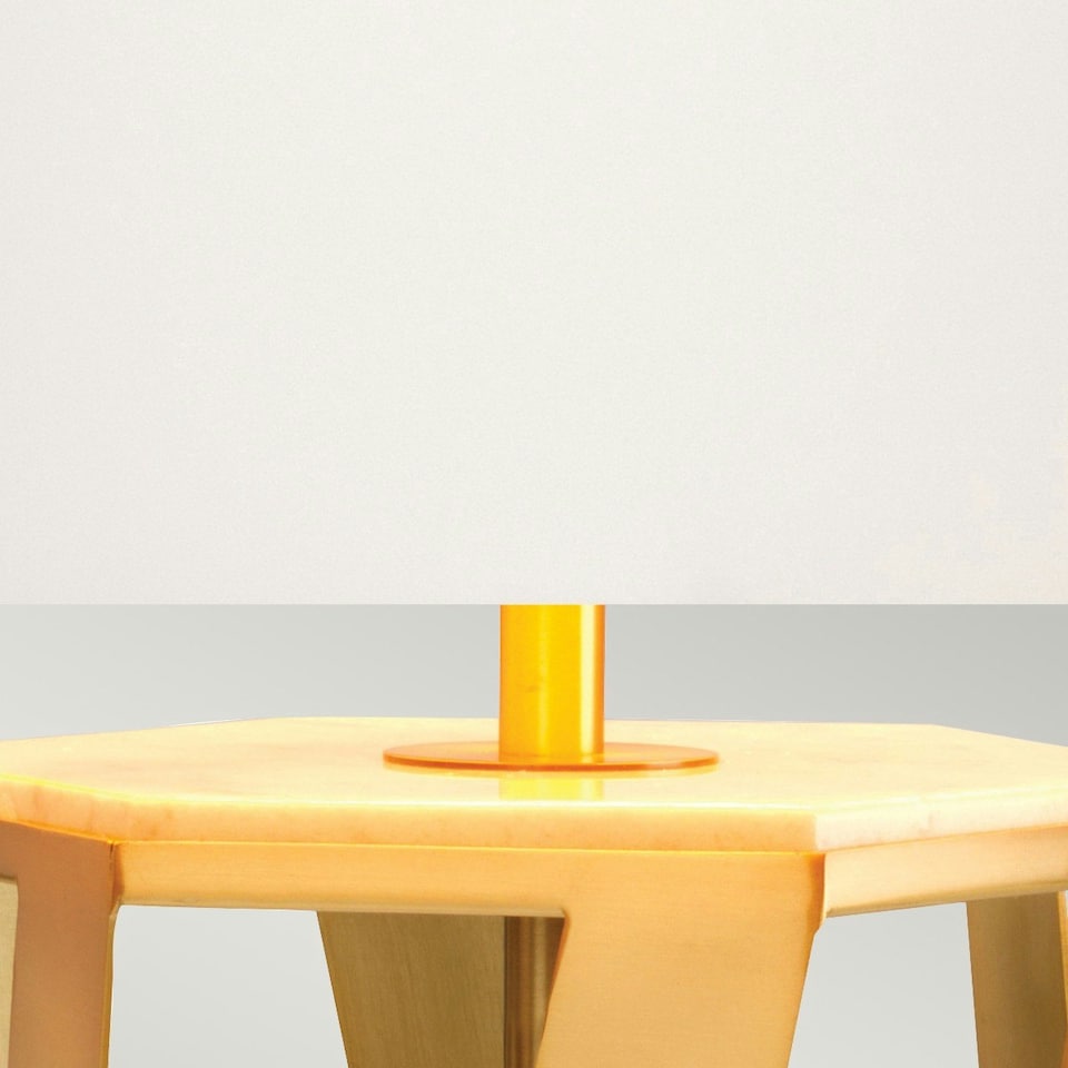 image 1 of Apollo Table Lamp with Round Shade, Brushed Brass