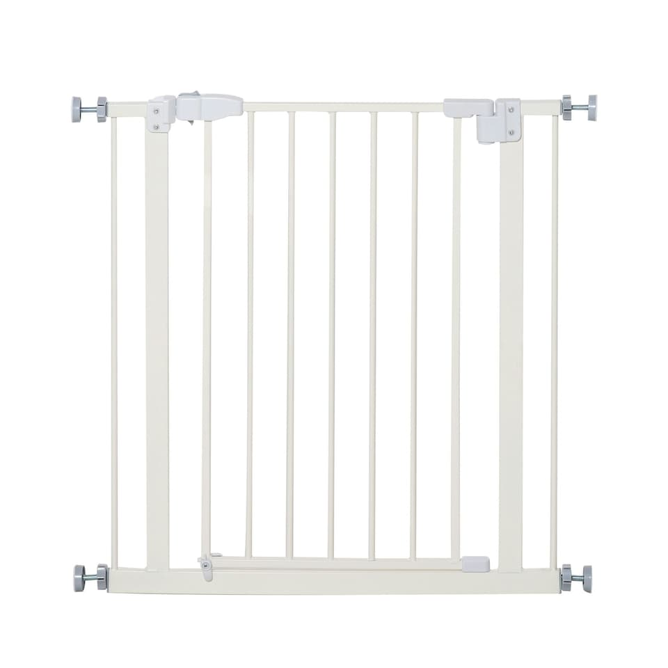 image 1 of PawHut 74-80cm Adjustable Metal Pet Gate Safety Barrier w/ Auto-Close Door White