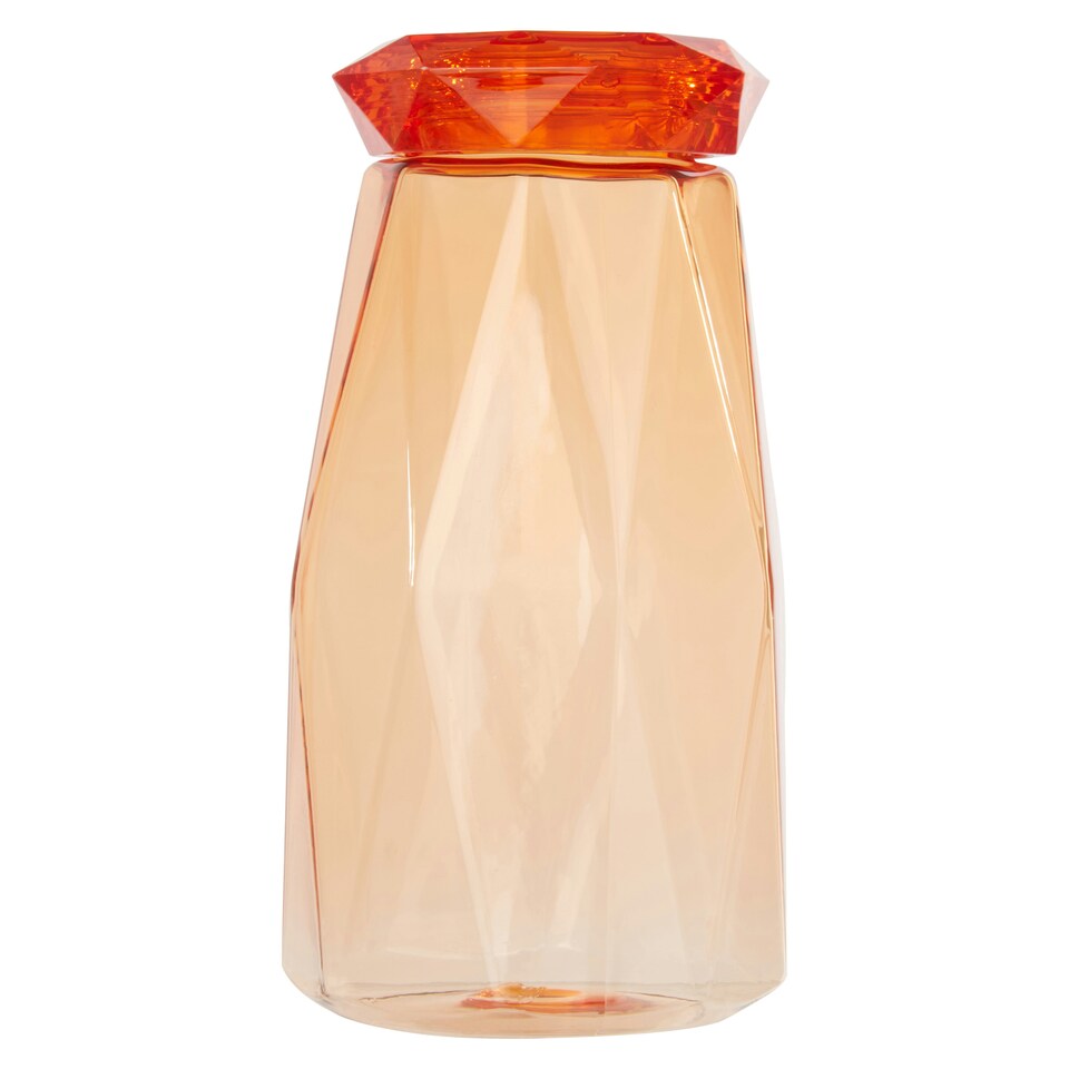 image 1 of Interiors by Premier Orange Plastic Water Bottle, 600ml Diamond Patterned Modern Water Bottle For Daily Use, Clear Water Bottle