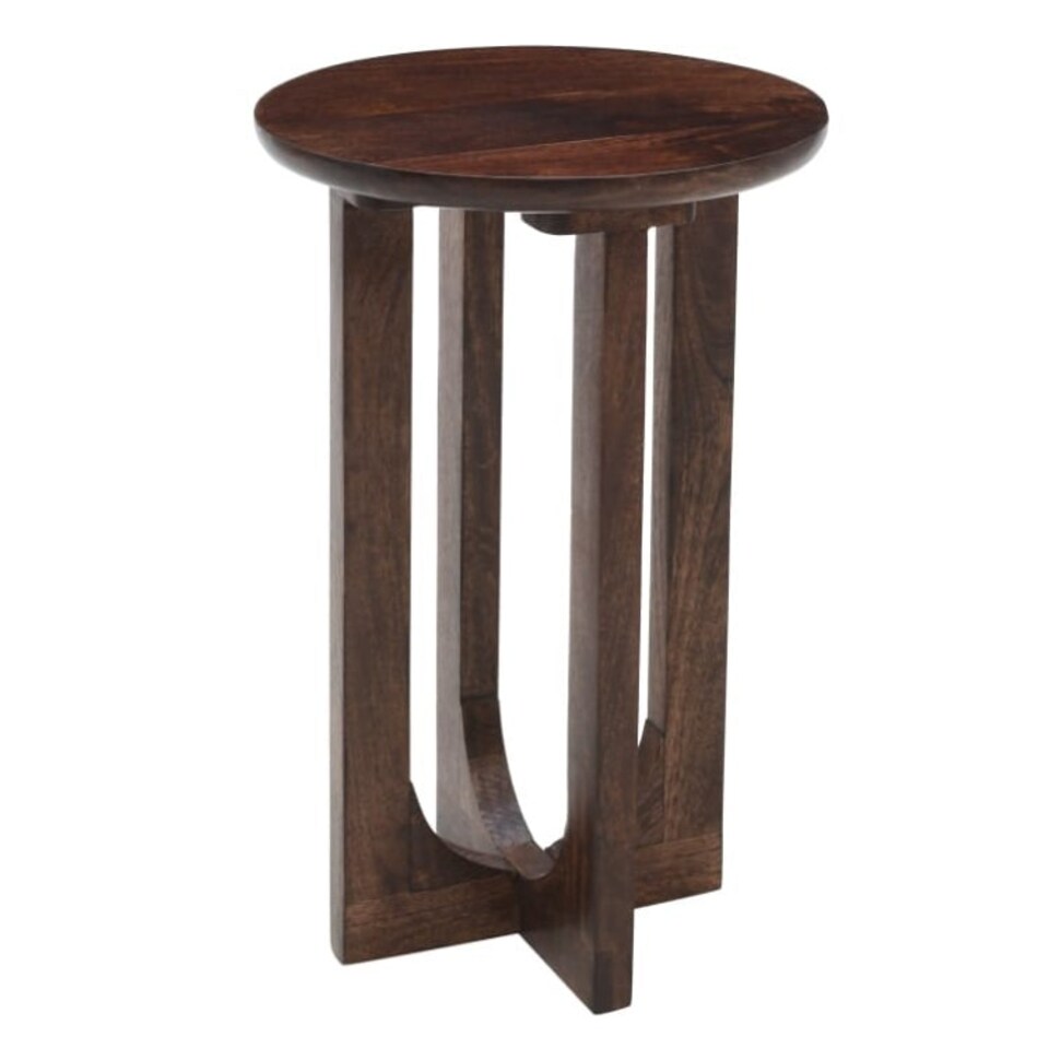 image 1 of Monco Natural Mango Wood Round Inverted Legs Side Table - Dark