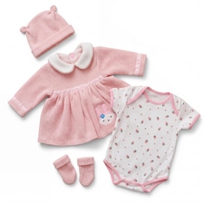 BiBi Doll Reborn Baby Girl Clothes Set Pink Bunny Dress Outfit for 20 inch Dolls