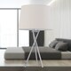 image 8 of Set of 2 Tripod - Chrome Lamps with Natural Linen Shade | Chrome | Brown | Large | 2