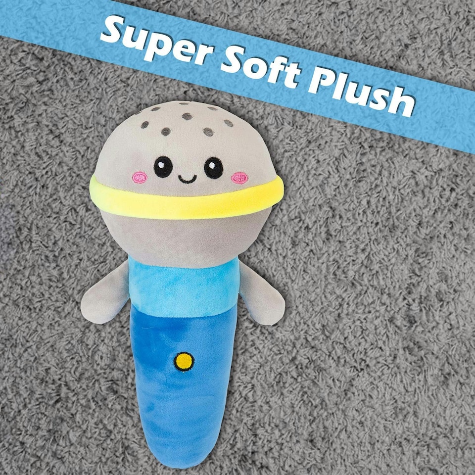 image 1 of Microphone Soft Toy Cute Plushie Huggable Cuddly Stuffed Toy 27cm Blue