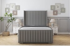 Sloomy Marlborough Pewter Dumfries Bed Frame With 50" Upholstered Wingback Headboard 3' Single
