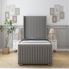 Sloomy Marlborough Pewter Dumfries Bed Frame With 50" Upholstered Wingback Headboard 3' Single