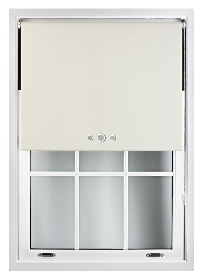 image 1 of FURNISHED Blackout Roller Blind with Triple Eyelets & Metal Fittings | Cream | Cream | (W) 120cm x (L) 165cm