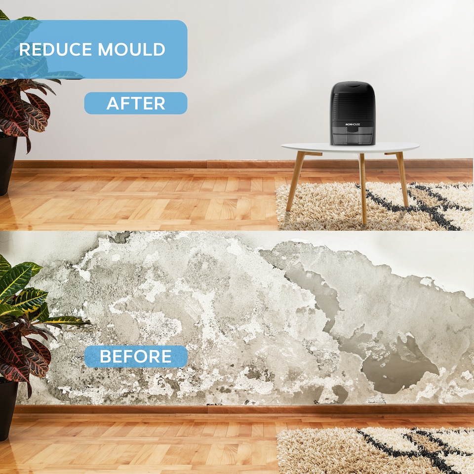 image 1 of MONHOUSE Mini Dehumidifier 1.5L Water Tank, Portable, Compact & Quiet Moisture Absorber 0.5L/Day - Electric Mould Remover | Black | 1