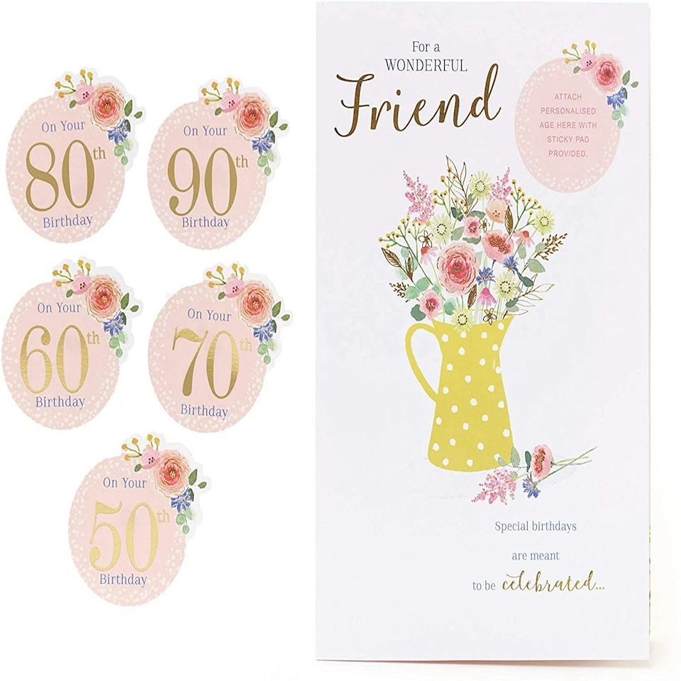 image 1 of Friend Card with Nice Words Personalised Age 50th, 60th, 70th, 80th, 90th