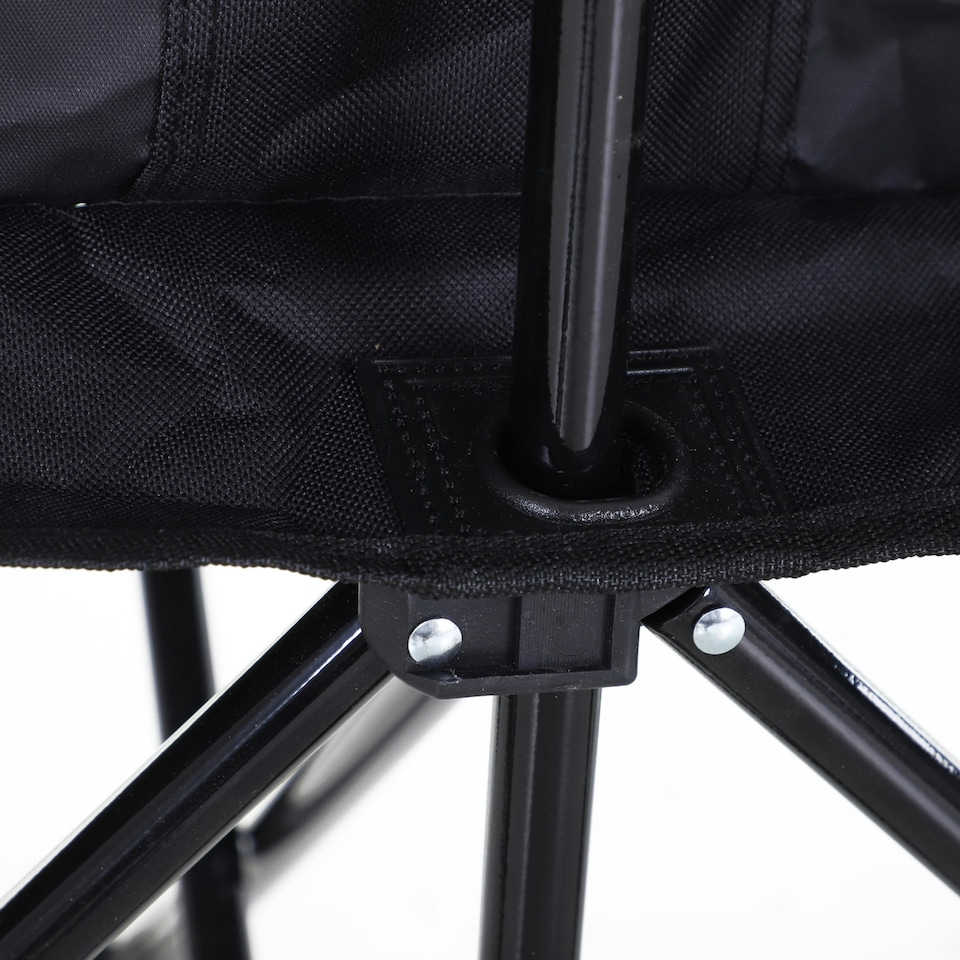 image 1 of Outsunny 6 Seat Camping Bench Folding Portable Outdoor with Cooler Bag Black