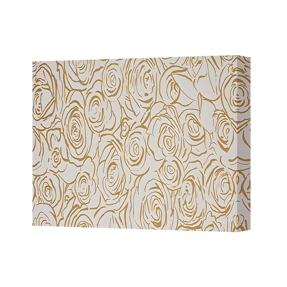 Gold Rose Pattern Canvas Wall Art Floral Print On White Background