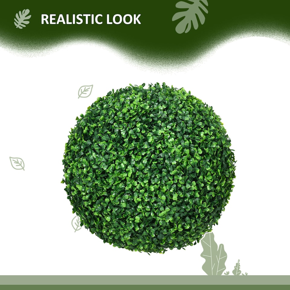 image 1 of HOMCOM Set of 2 Artificial Topiary Balls Indoor Outdoor Faux Boxwood Balls
