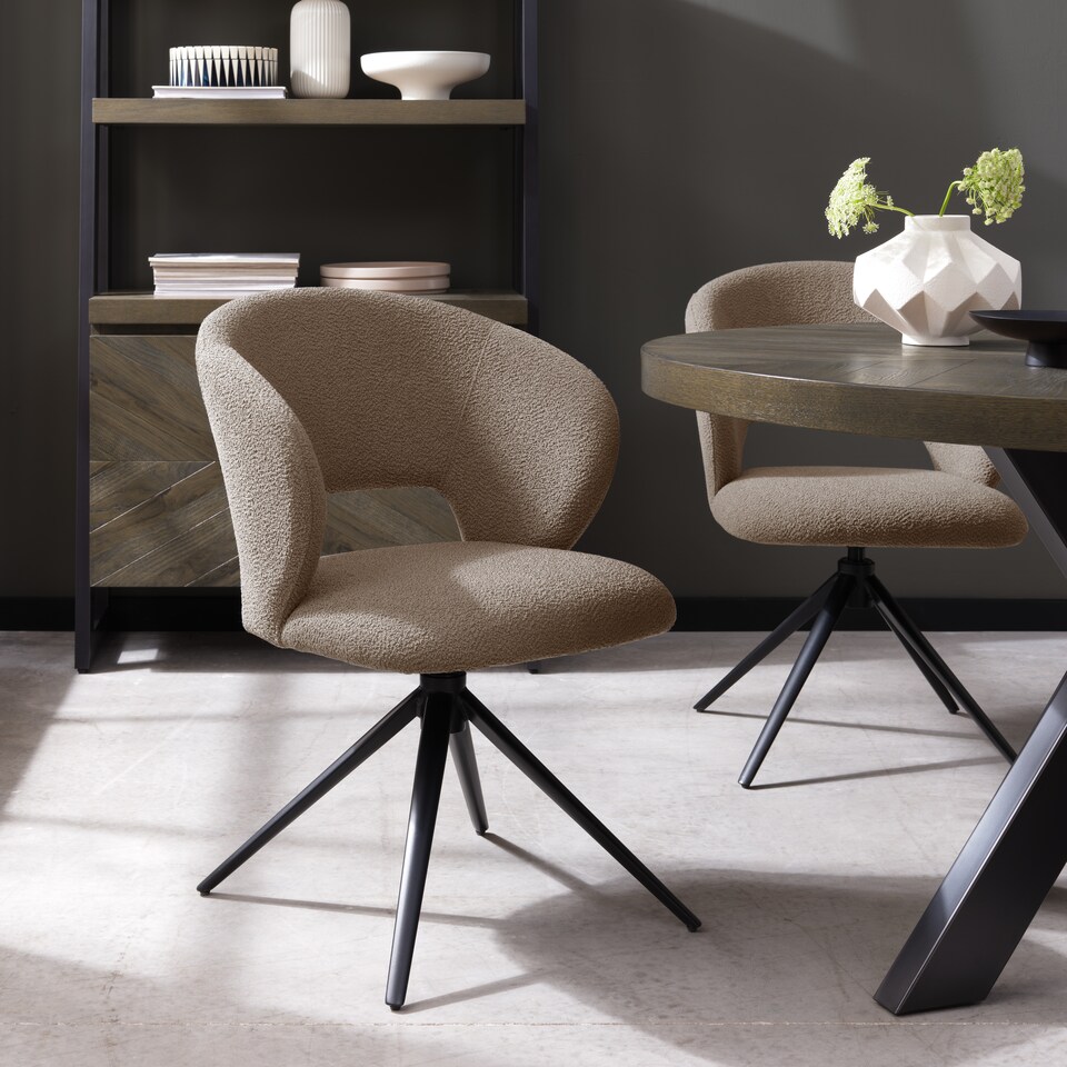 image 1 of Bentley Designs - Stella - Swivel Chair in Mocha Beige Boucle Fabric (Single)