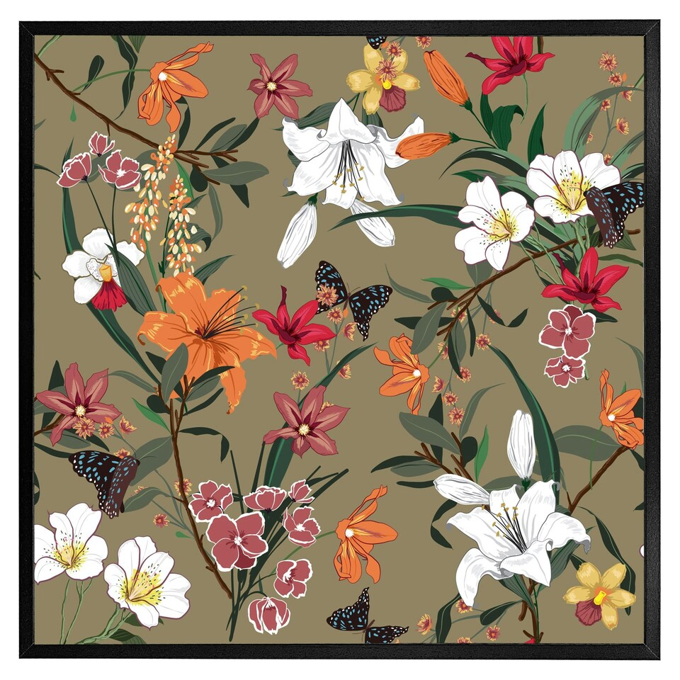image 1 of Selection of flowers (Picture Frame) Brown | M