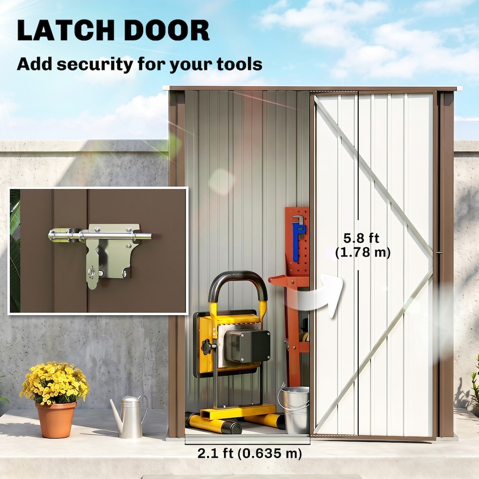 image 1 of Outsunny 5ft x 3ft Outdoor Storage Shed w/ Lockable Door for Garden, Brown