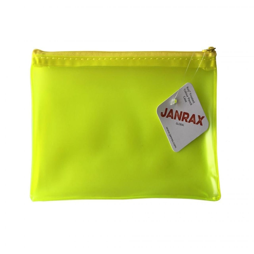 image 1 of 8x5" Frosted Yellow Pencil Case - See Through Exam Clear Translucent