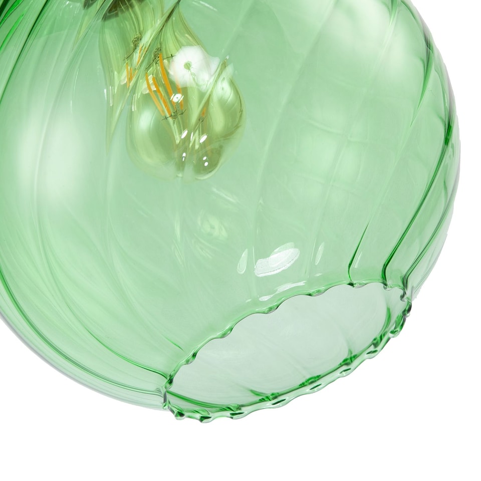 image 1 of Chic Emerald Green Circular Fluted Glass Ceiling Pendant Light Shade | Green | Emerald Green | 1