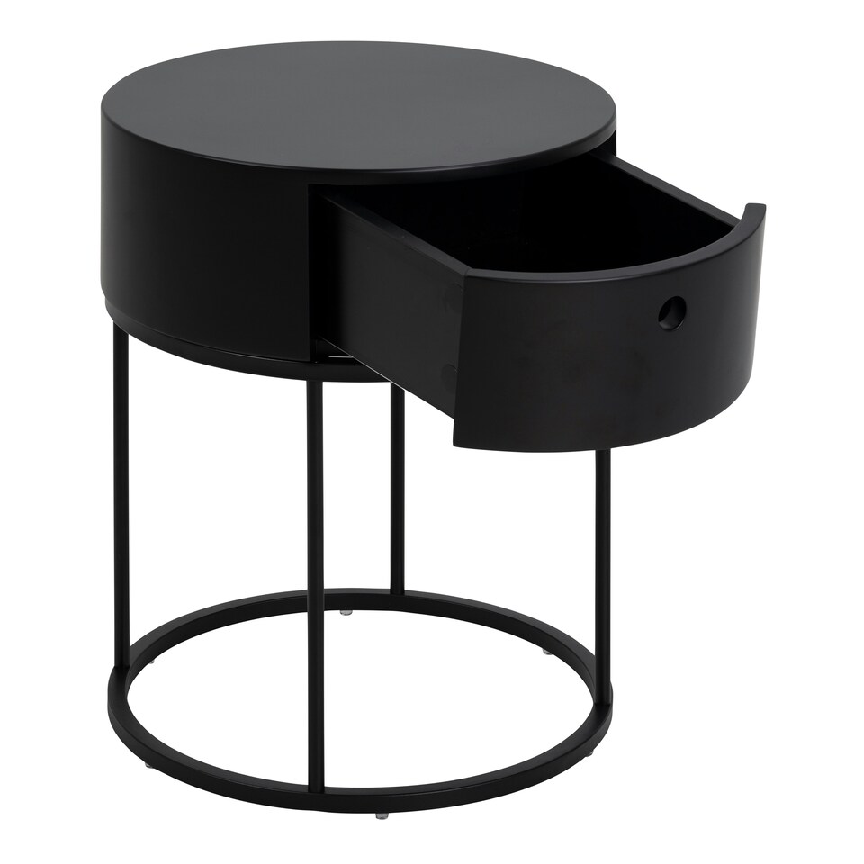 image 1 of Polo Round Bedside Table in Black