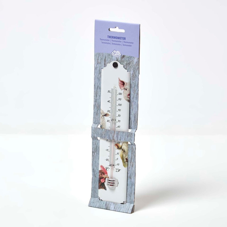 image 1 of Homescapes Outdoor Thermometer with Farmyard Animal Design