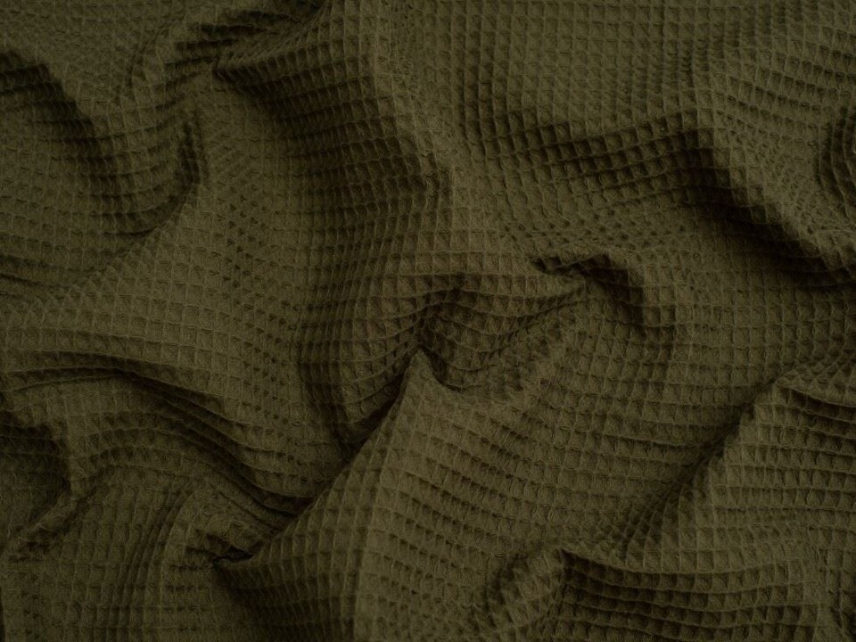 Minerva Core Range Green Medium Cotton Waffle Fabric for Dressmaking, 150cm / 59" Wide - per metre