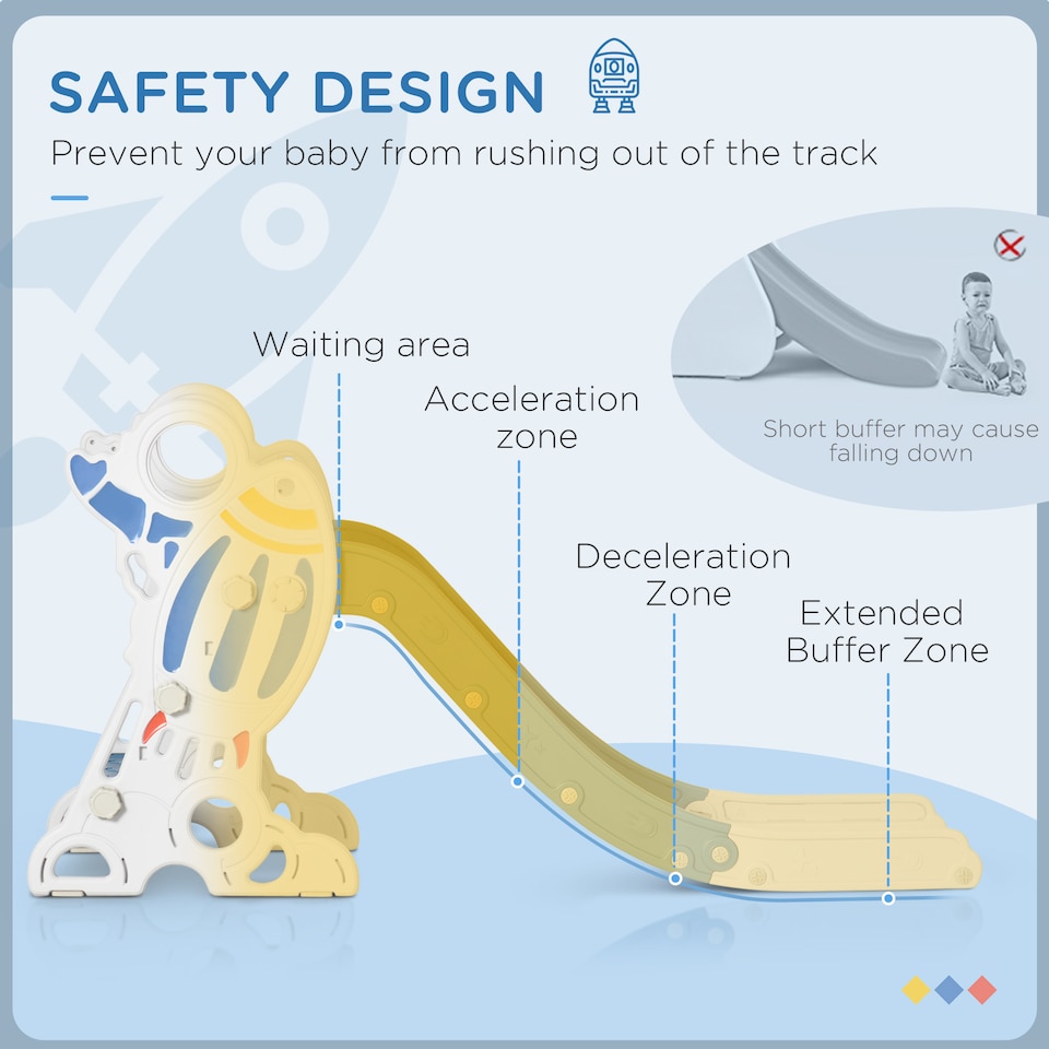 image 1 of AIYAPLAY Baby Slide Freestanding Slide for Kids 1.5-3 Years Space Theme, Blue